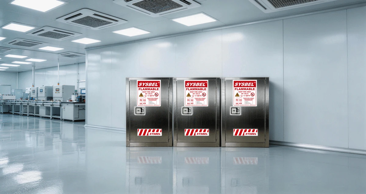 Stainless Steel Flammable Liquid Storage Cabinet 12 Gal | WA810120Gy | SYSBEL Stainless Steel Flammable Liquid Storage Cabinet 12 Gal | WA810120Gy | SYSBEL